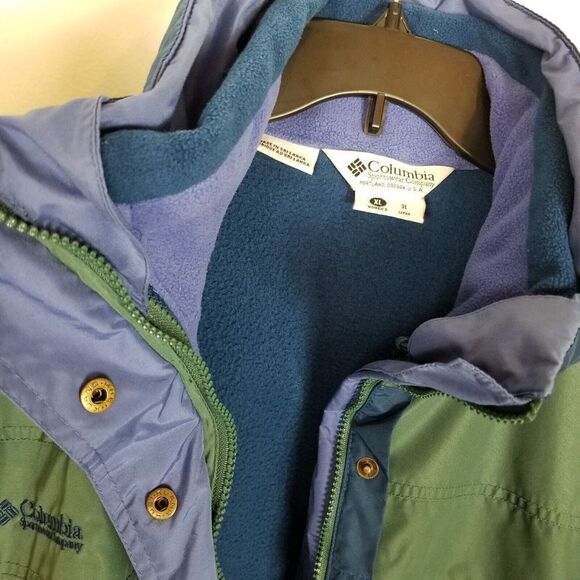 VTG Columbia Women Bugaboo 3 in 1 Winter Jacket Ski Size XL Green Blue - Picture 6 of 10